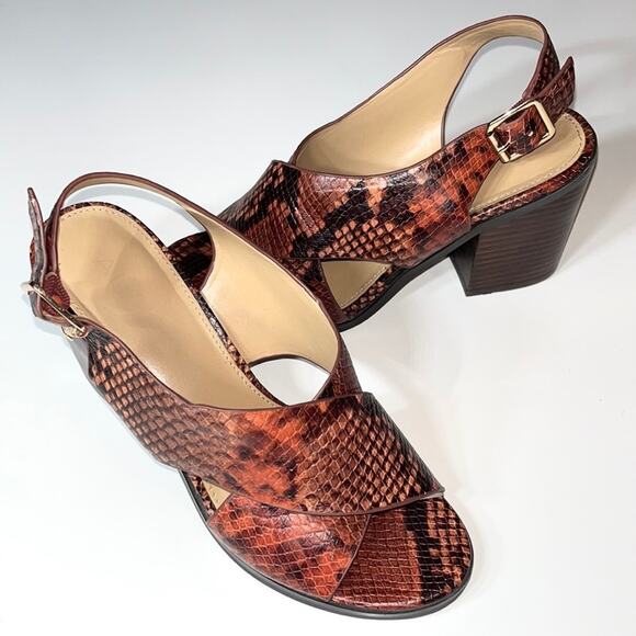 Aldo Sandals Women's 7.5 Cadrielia Block Heel Cross Strap Leather Snake Print - Picture 16 of 16